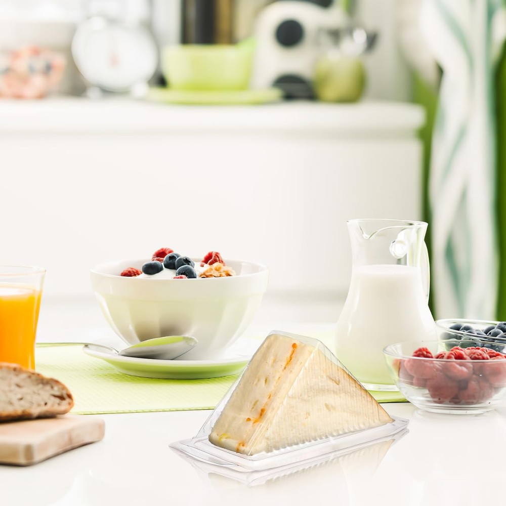 Sandwich Packaging Box Clear Plastic Triangle Disposable Sandwich Container w...
