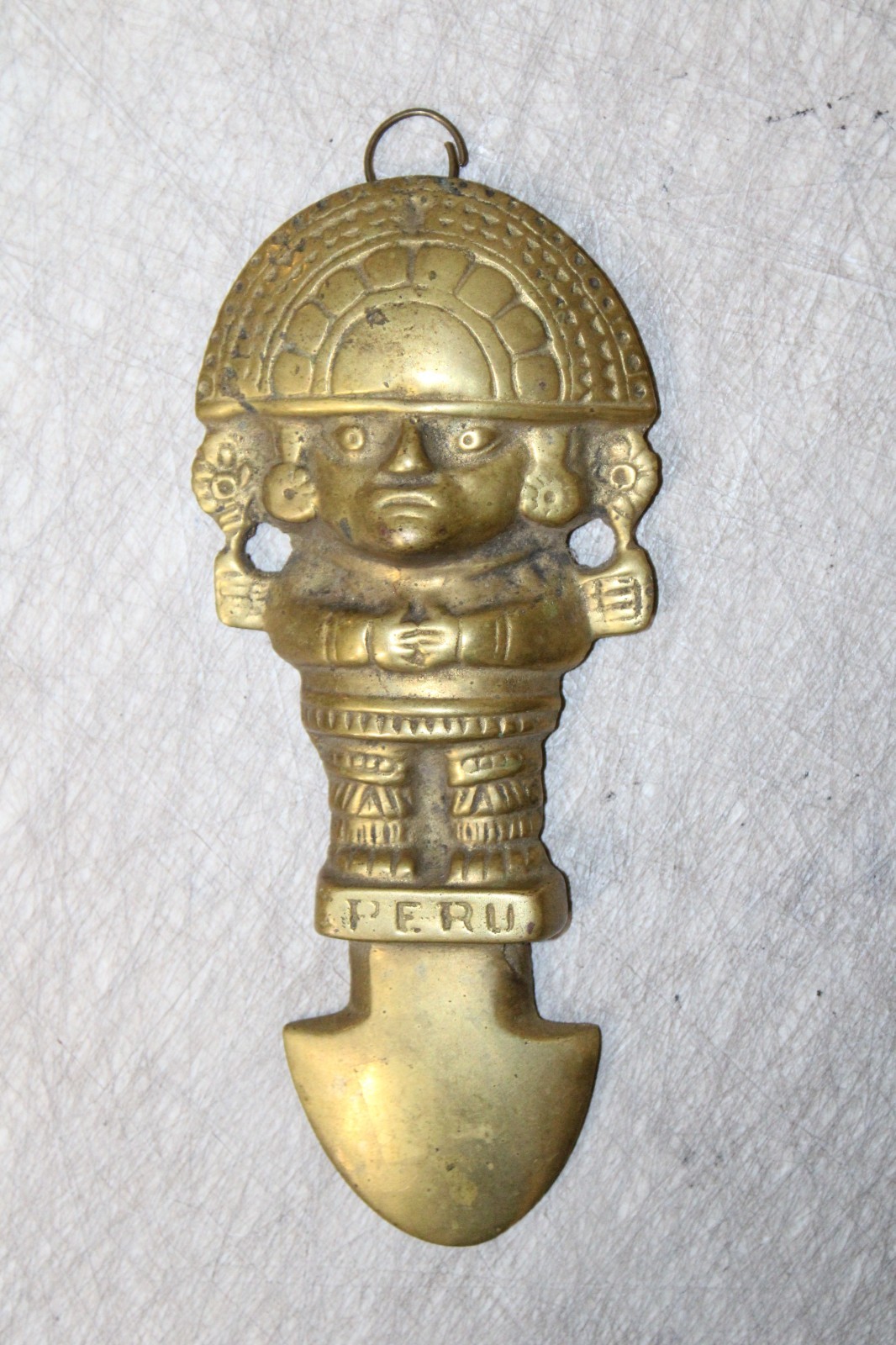 Vintage Peruvian Tumi Brass Wall Hanging Good Luck Charm 6 5/8''