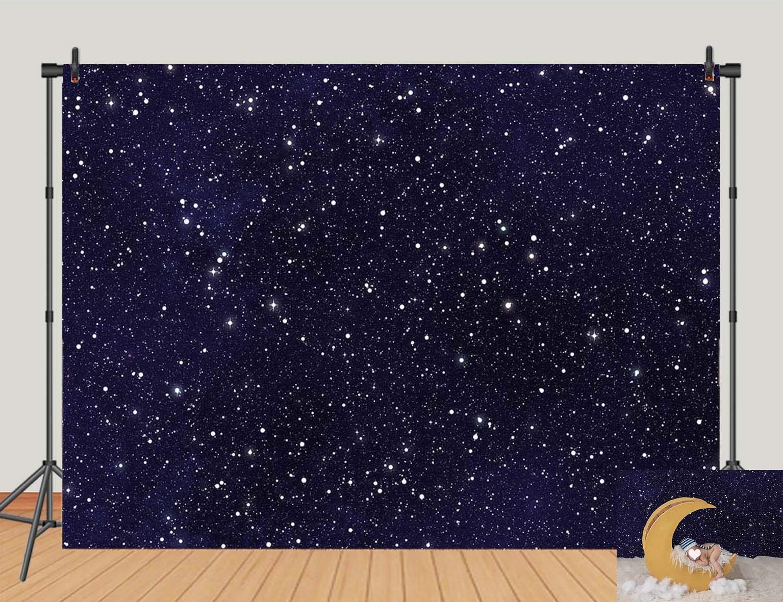 Night Sky Star Backdrops Universe Space Theme Starry Photography 5x3ft, Clear