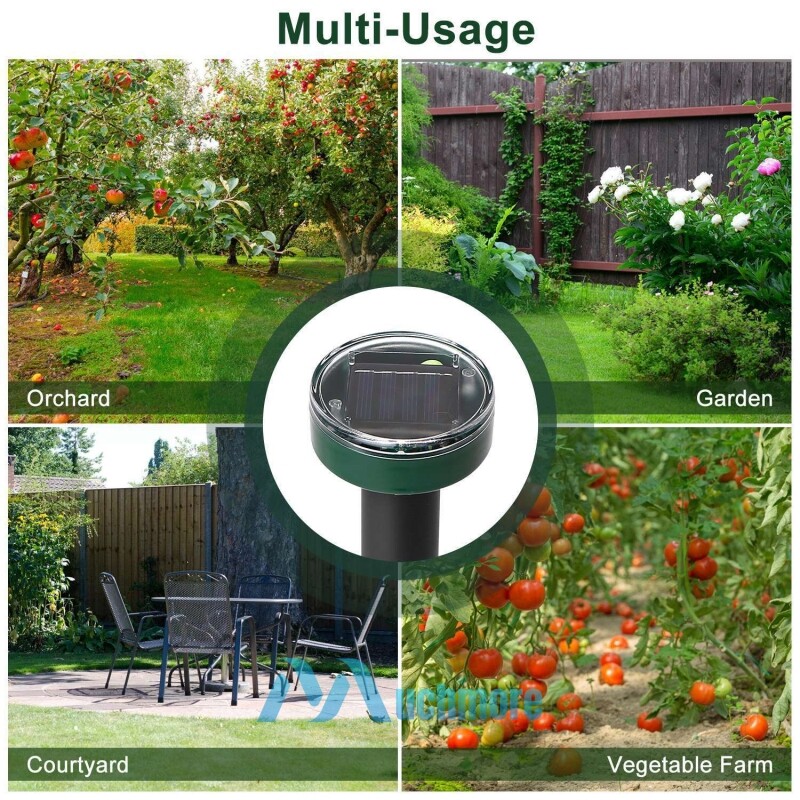 2~4Pcs Solar Power Ultrasonic Repellent Mice Gopher Mole Snake Squirrel Repeller
