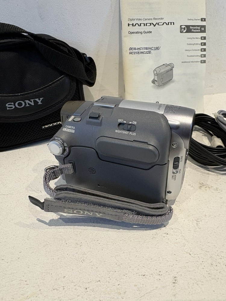 Sony Handycam DCR-HC19E Handheld MiniDV Camcorder Silver Untested / Power Cable