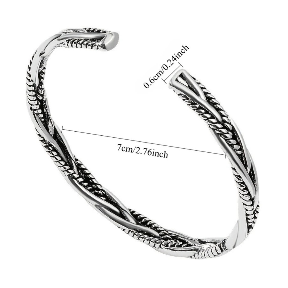 Solid 925 Sterling Silver Men’s Viking Bangle Bracelet Adjustable & Gift Bag