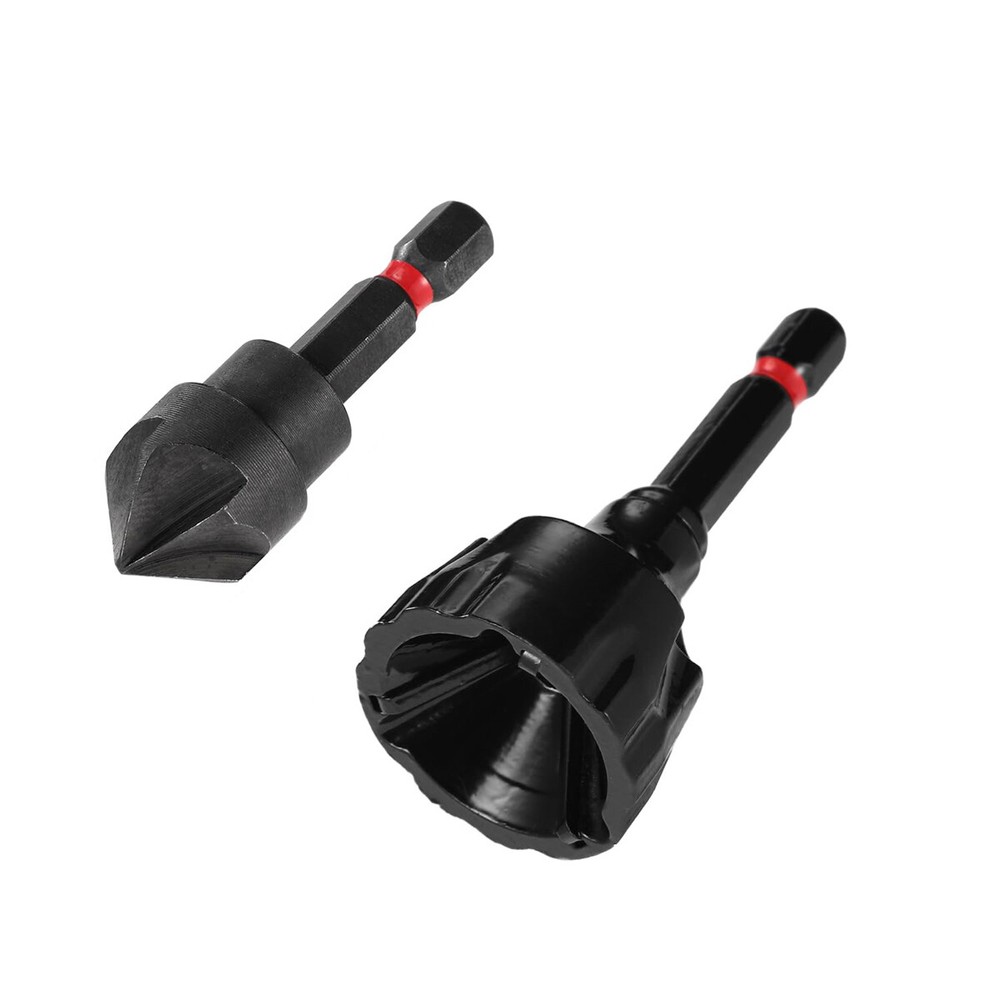 2 PC Deburring Chamfer Tool Set External Internal Rotary 5 Flute Countersink 82°