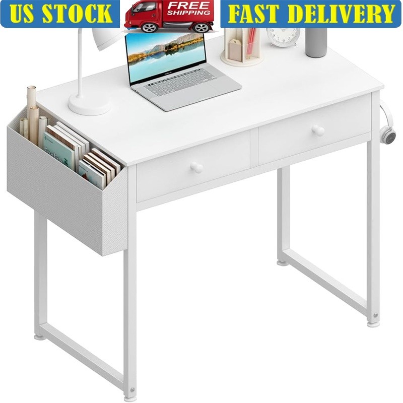 Compact Computer Desk Modern Style 2-Tier Storage Easy Assembly Sturdy Design US