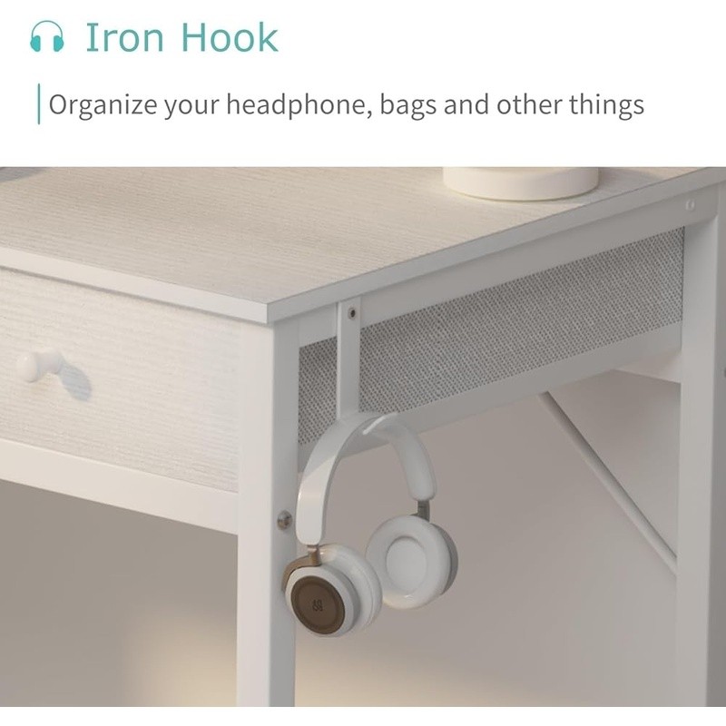 Compact Computer Desk Modern Style 2-Tier Storage Easy Assembly Sturdy Design US