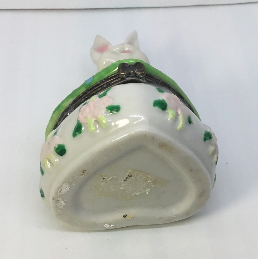 Easter Heart Shaped Bunny Trinket Box