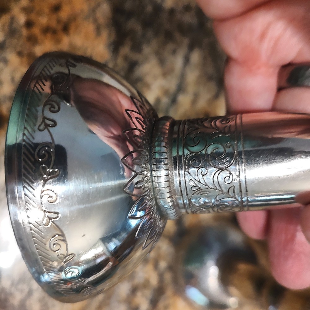 Brighton Silver Candle Holders Pair with Decorative Etching