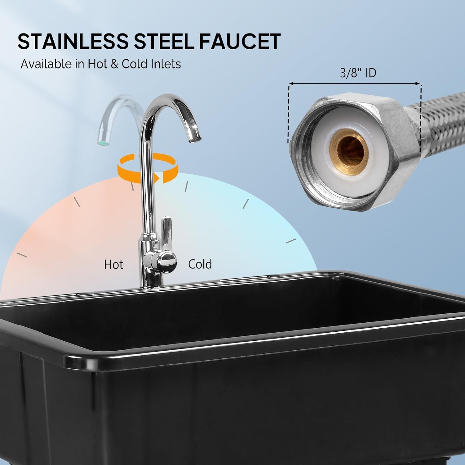 Freestanding Utility Sink with Stainless Steel Faucet, Drain, Storage Shelf NEW