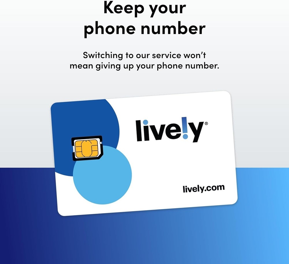 Lively e-SIM Kit: Unlimited Talk, Text & 1GB Data - Senior-Friendly Support