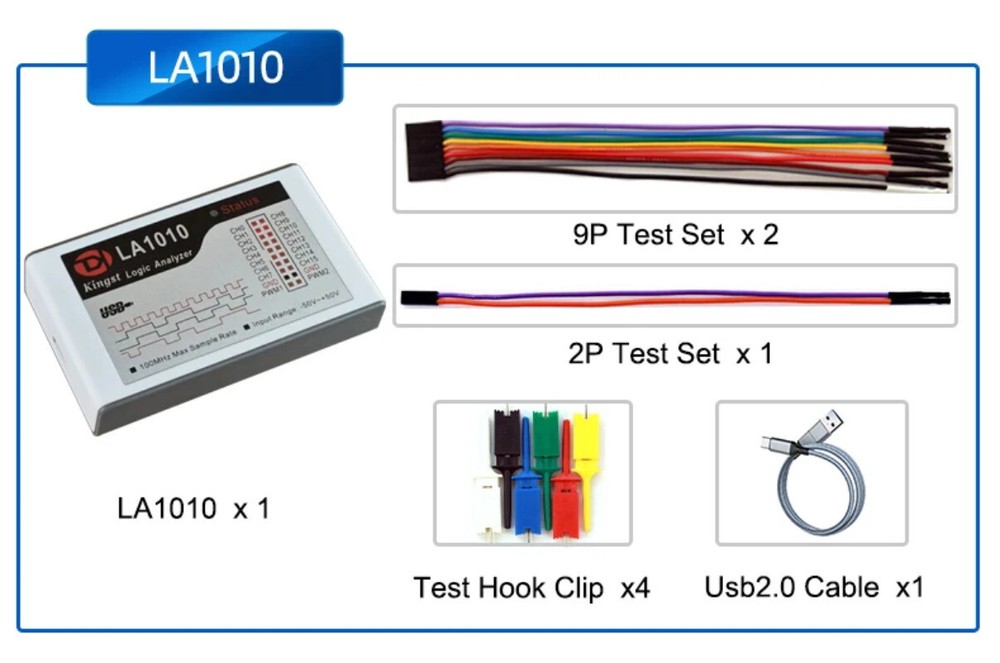USB Logic Analyzer 100M Max Sample Rate,16Channels,10B Samples,FPGA Debug Tool