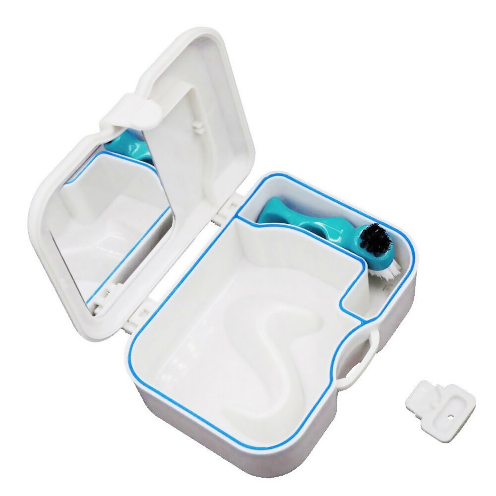 False Teeth Storage Case Container Denture Box w/ Mirror Clean Brush Appliance D