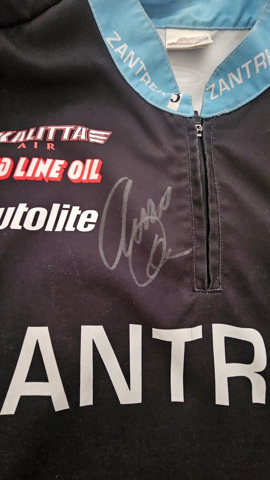 Vintage Rare NHRA David Grubnic signed Kalitta Air Race Worn crew shirt Large