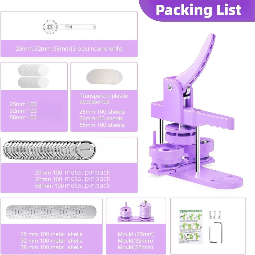 Versatile Button Pin Maker Machine - Create 1'' to 2.25'' Personalized Badges