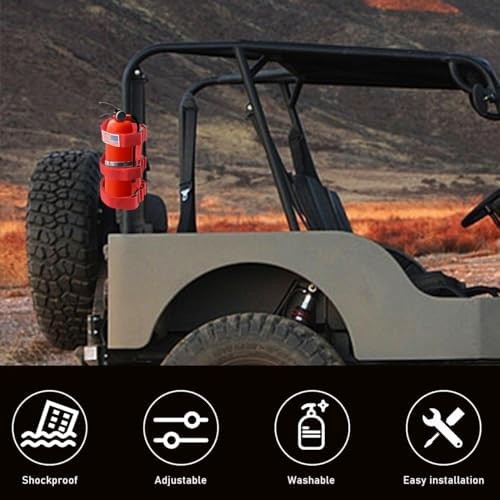 Roll Bar Fire Extinguisher Mount Strap Red