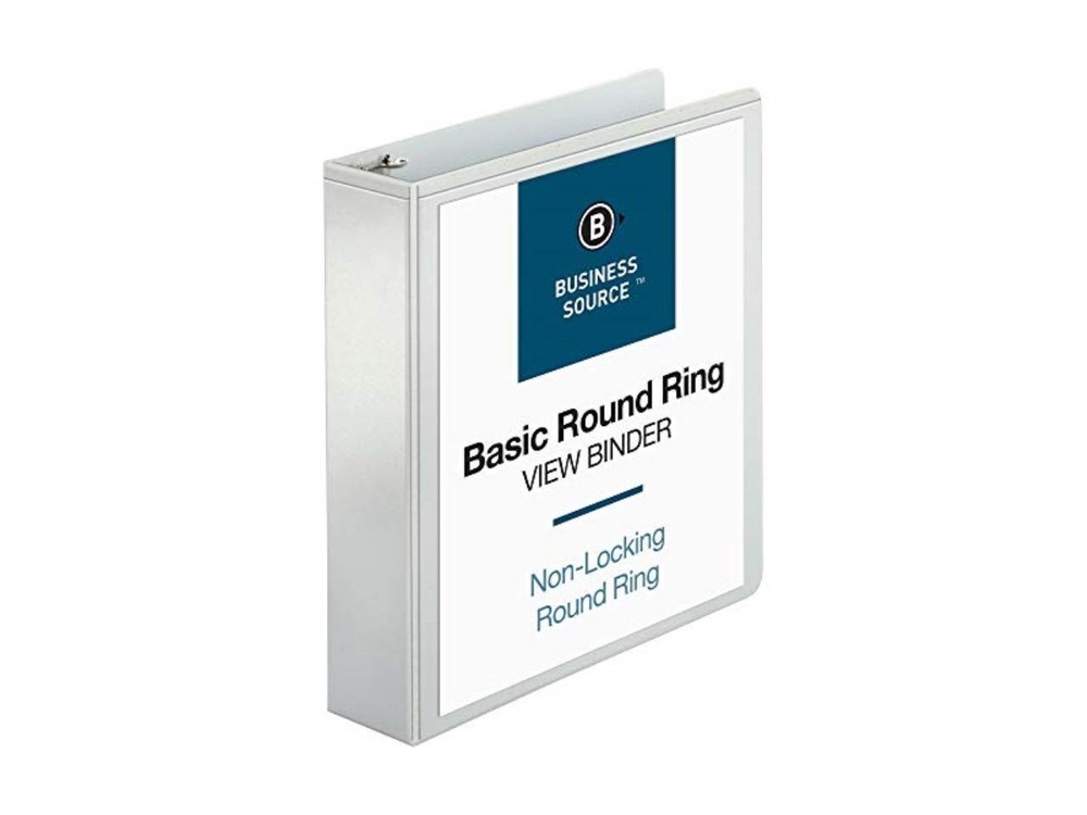 Business Source View Binder w/ 2 Inside Pockets 2" Capacity White 09957
