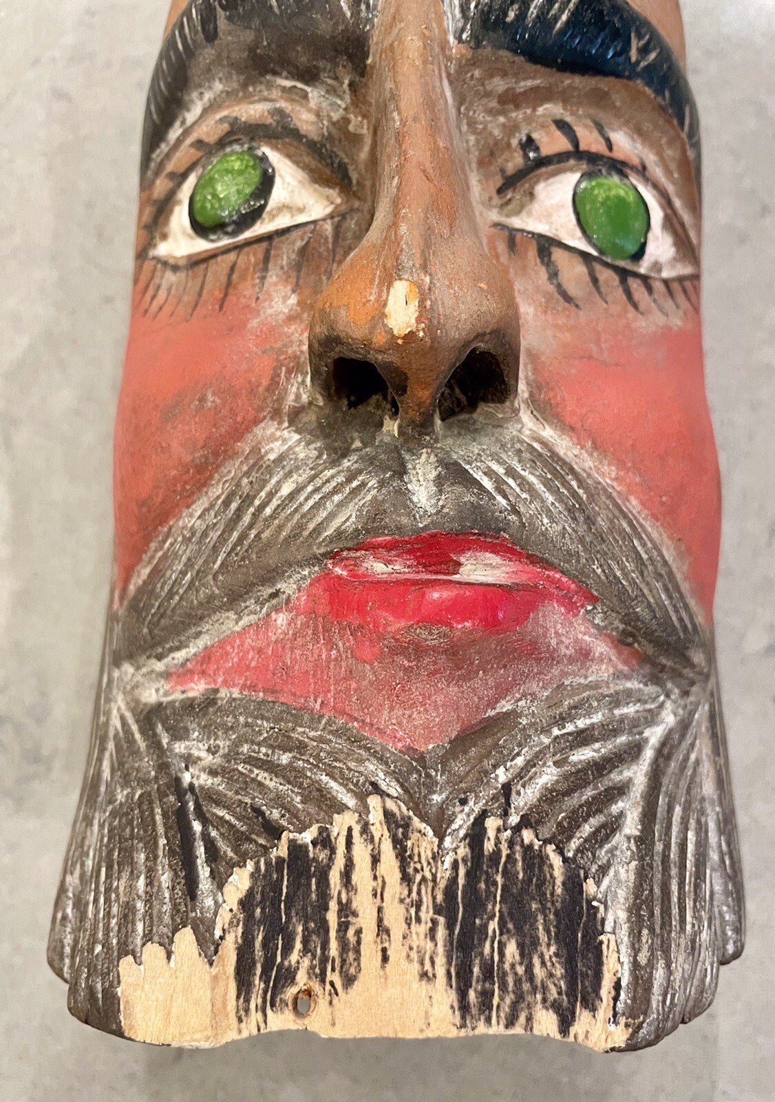 Antique MEXICAN Michoacan FOLK ART Vintage Man FACE WOOD DANCE Festival mask