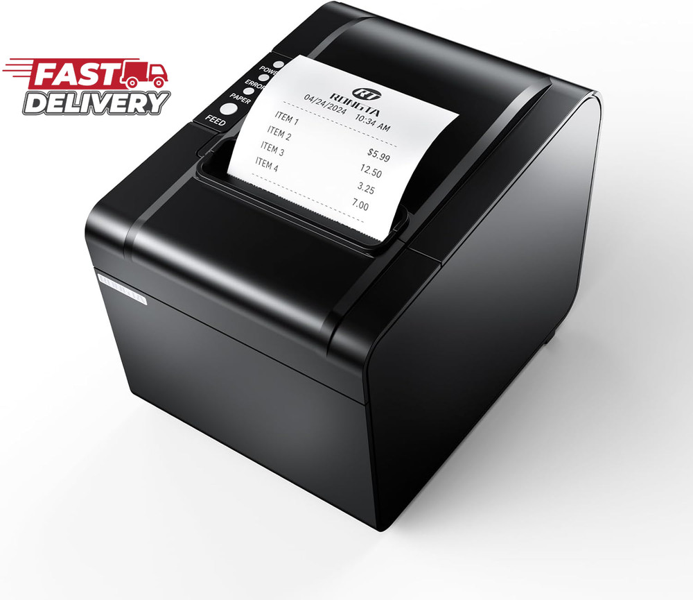 Rongta POS Printer, 80Mm USB Thermal Receipt Printer, Restaurant Kitchen Printer