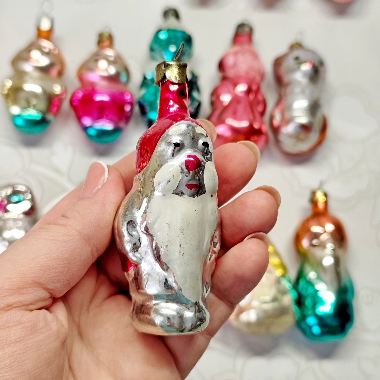 Vintage glass Christmas Ornament character animal decoration soviet USSR №728