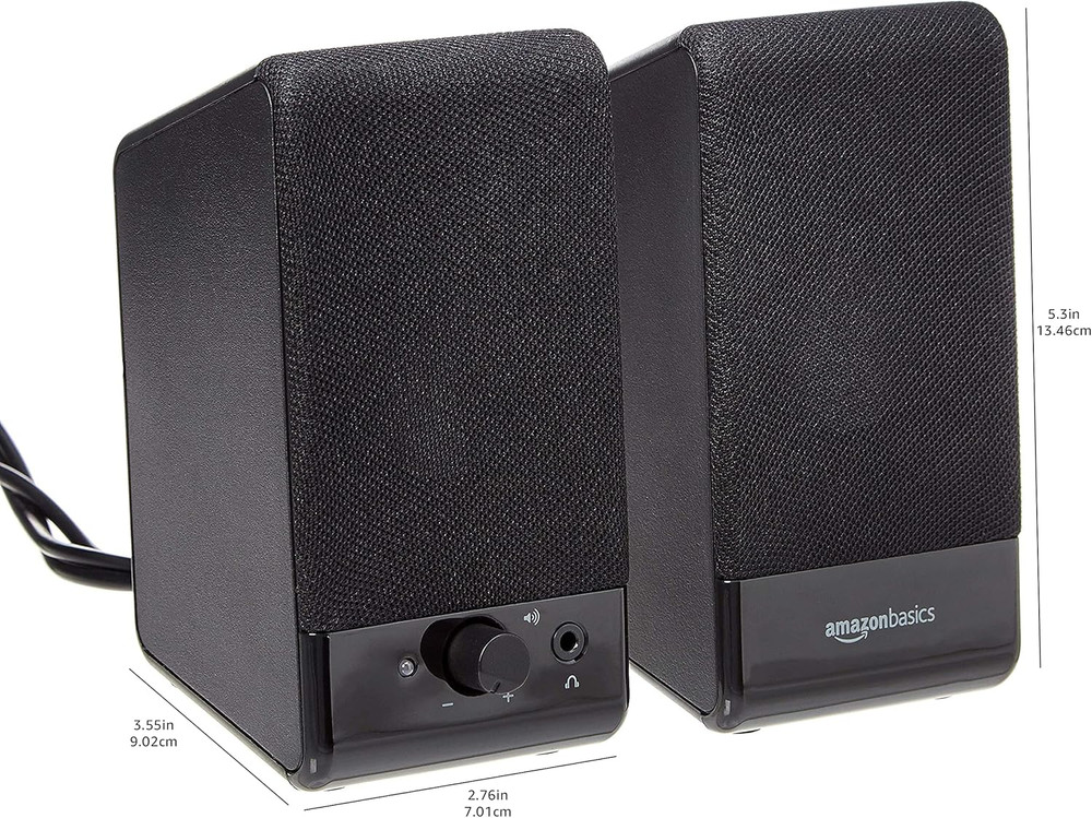 Usb-Powered Computer Speakers for Desktop or Laptop PC, Volume Control, Black