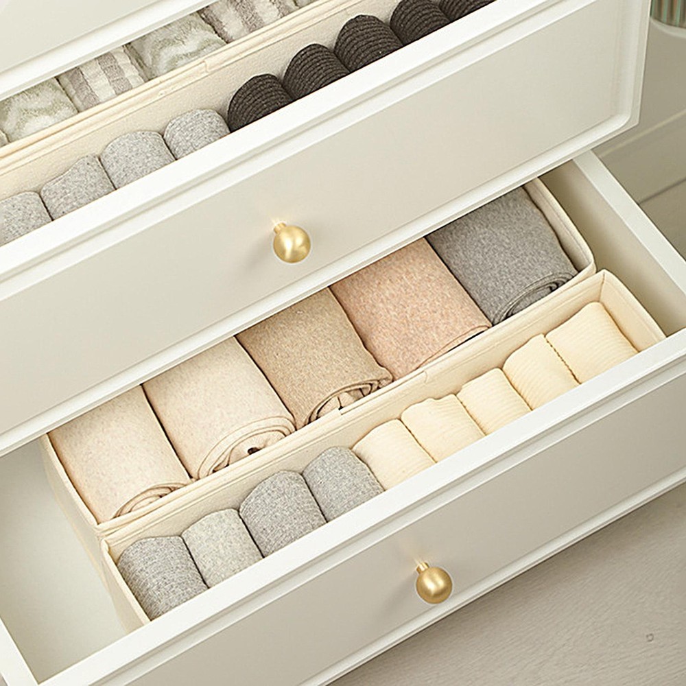 Narrow Storage Bins Space-Saving Foldable Fabric Storage Bins Stable Sock