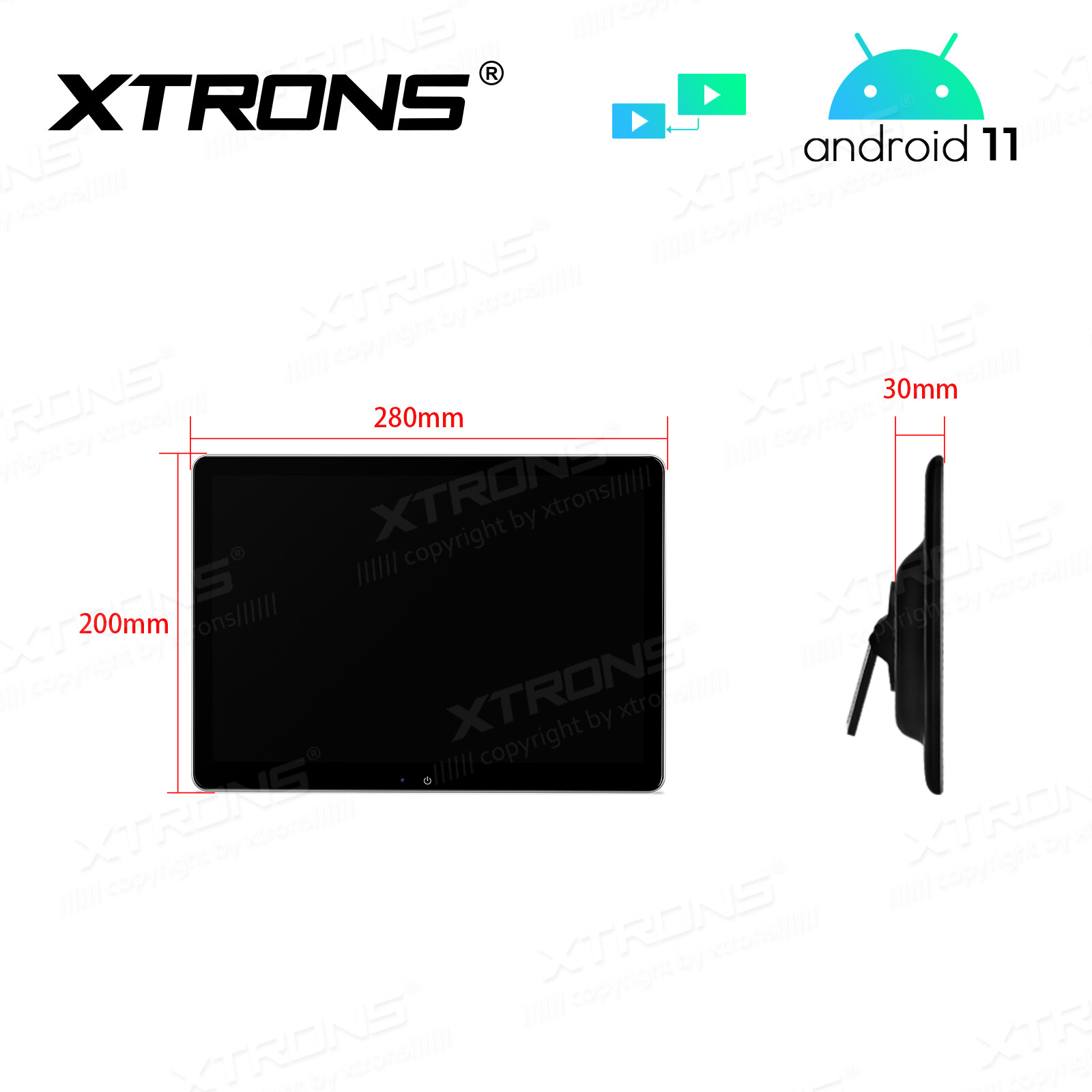 1x 12" 4K Video Android 11 2+32G Back Seat Car TV Headrest Monitor USB 4G Dongle