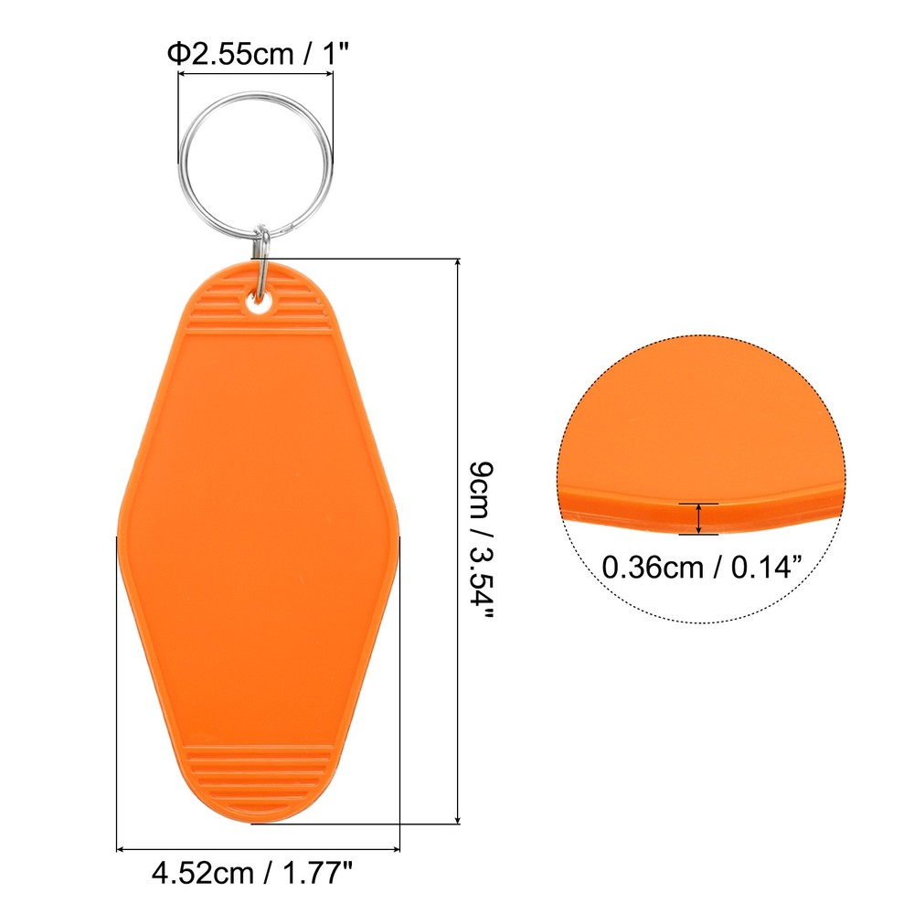 40pcs Hotel Keychains Blank, Plastic Rhombus Motel Keychains, Orange