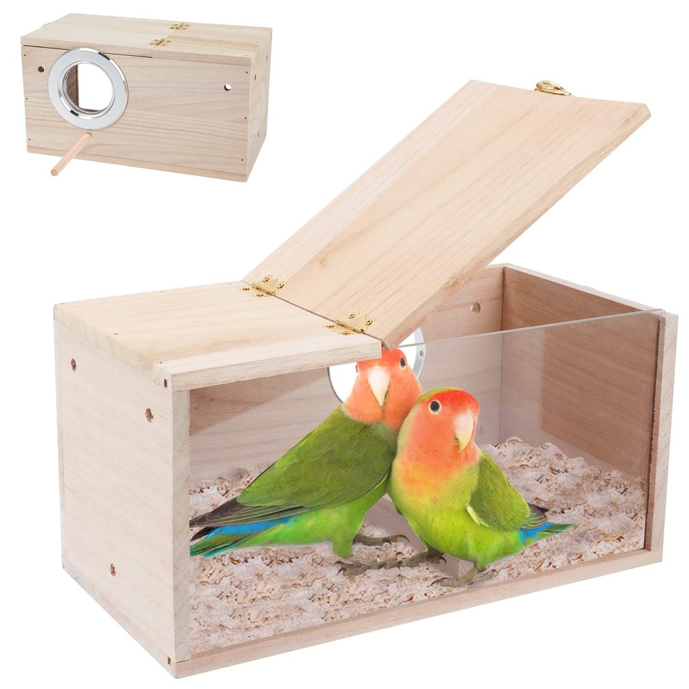 GINDOOR Parakeet Nesting Box Transparent Bird M, Horizontal Breeding