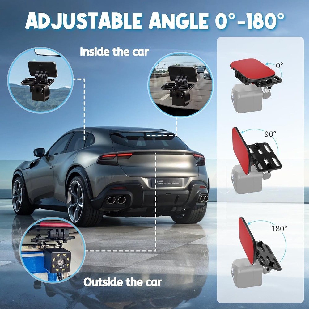 Universal Dash Cam Rear View Camera Mount with Installation Tools Included