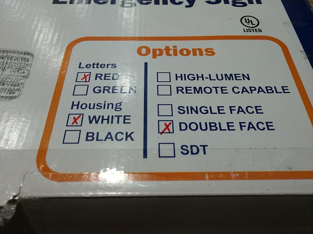 LFI Lights White With Red LED Exit Sign Emergency Light Double Faced