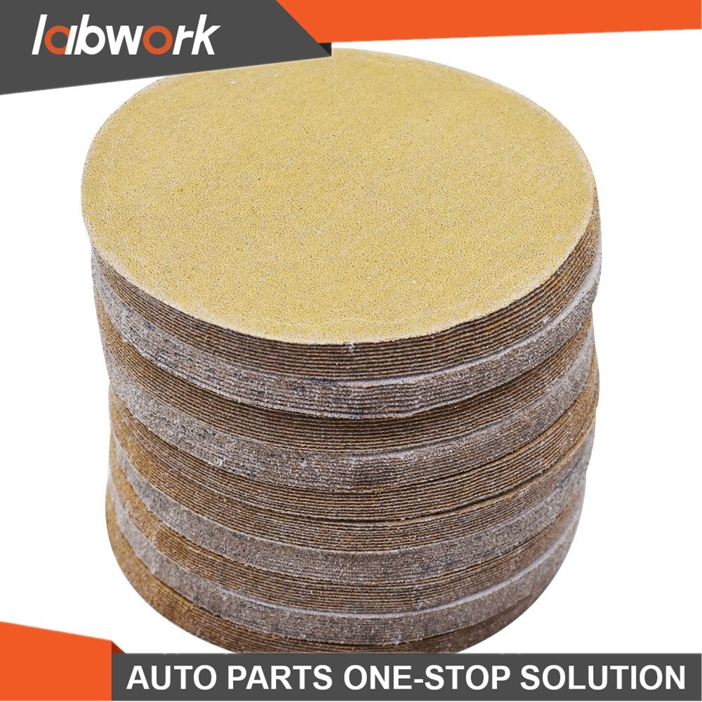 Labwork 100 Pack 5" 240 Grit NO-Hole Disc Hook Loop Pads Sanding Discs Flocking