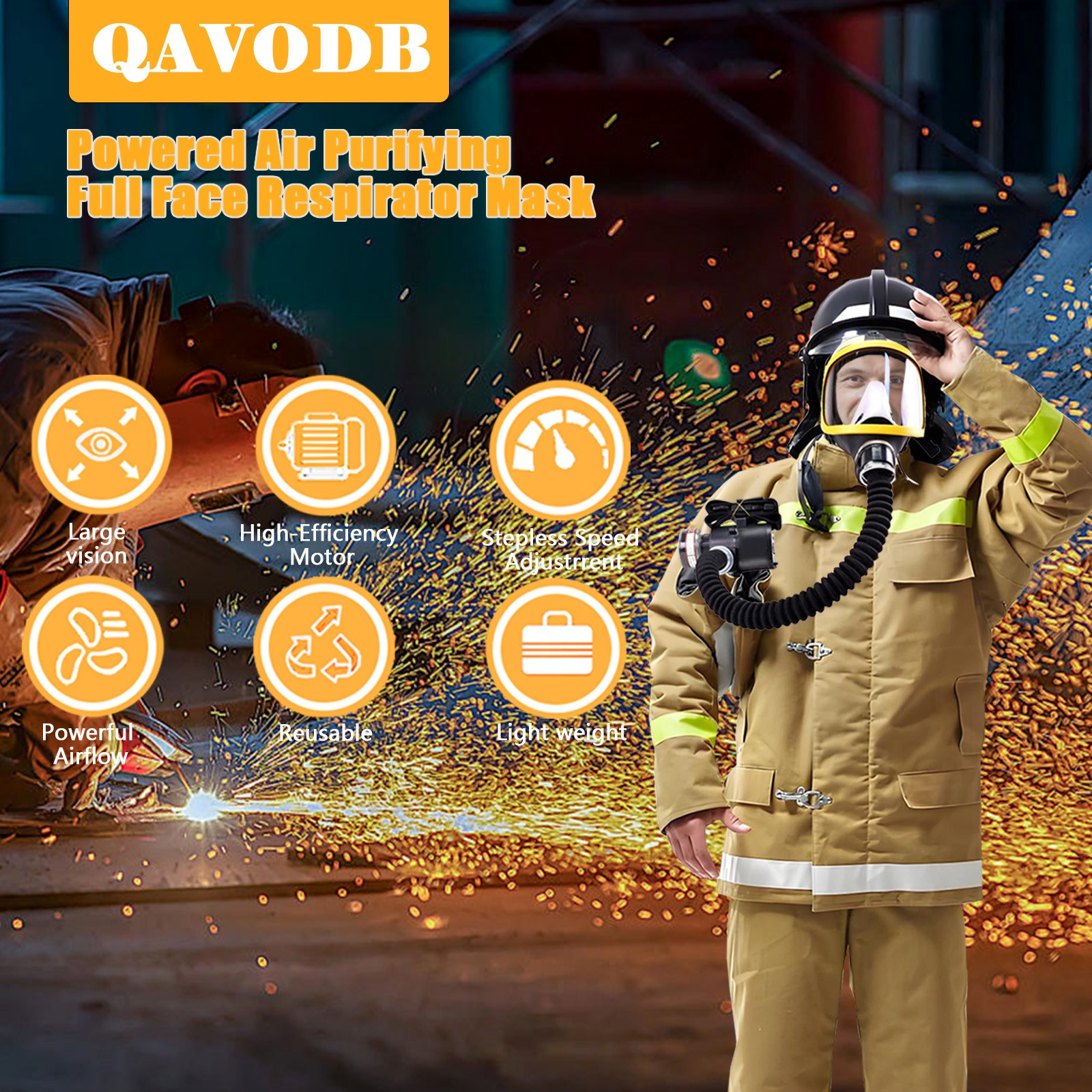 Electric Full Face Gas Mask Constant Flow Respirator Supplied Air Fed System