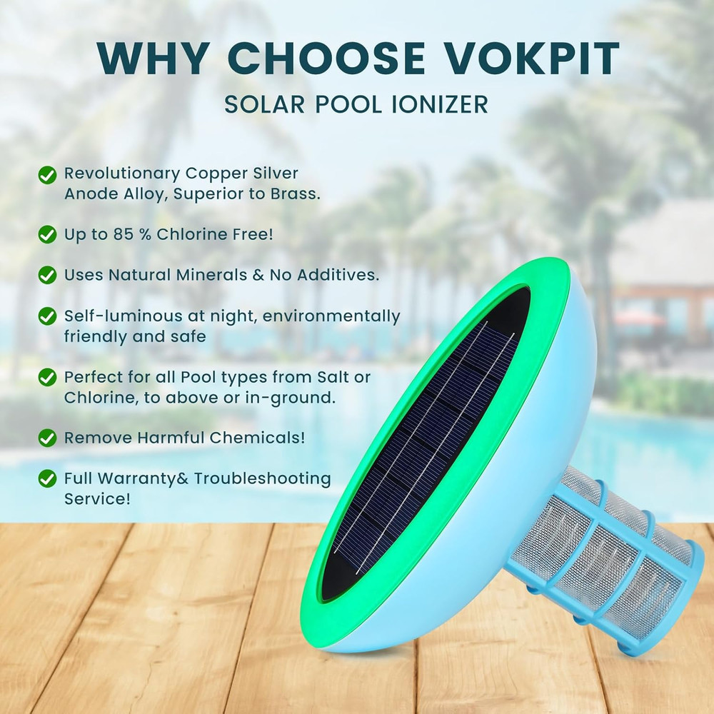 Pool Ionizer Solar Powered Self-Luminous,Copper Ionization,Floating Automatic Wa