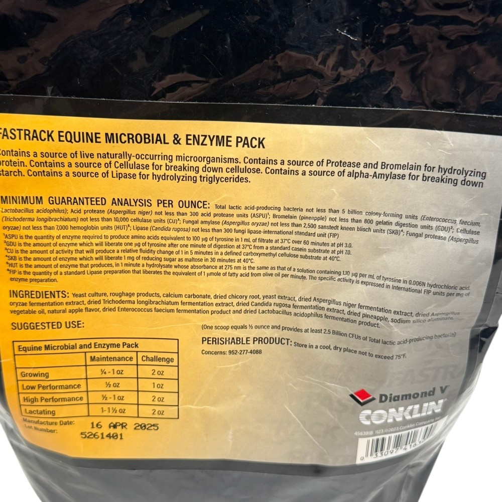 Fastrack Equine Microbial And Enzyme Pack, 4 lb. New