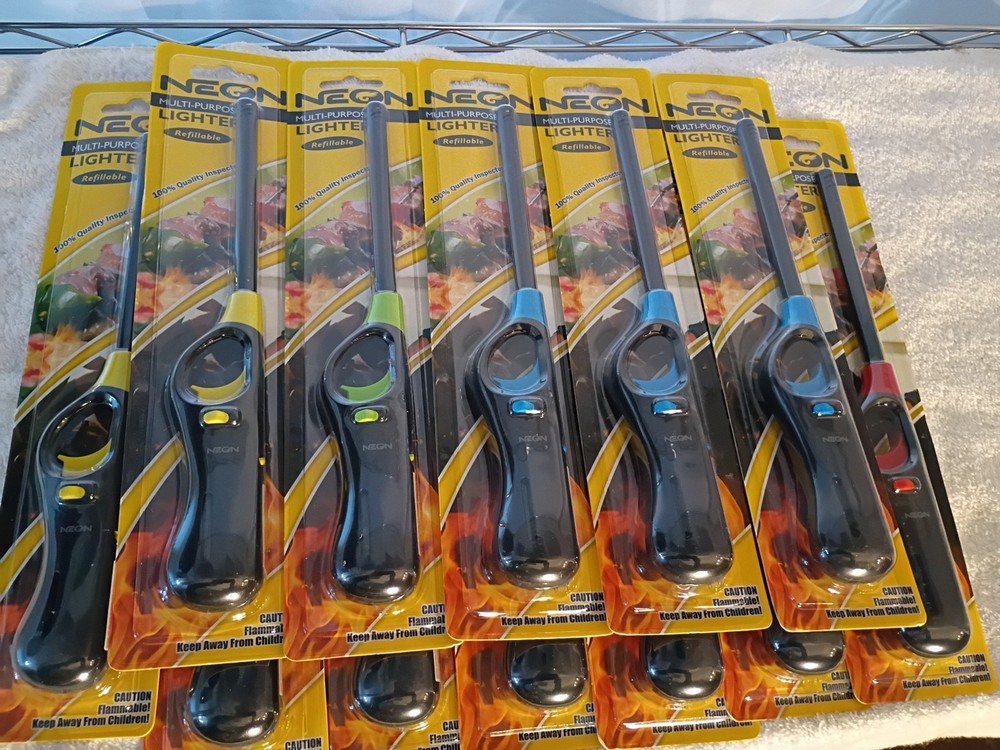 12 Pc Neon BBQ/Multi Purpose Lighters