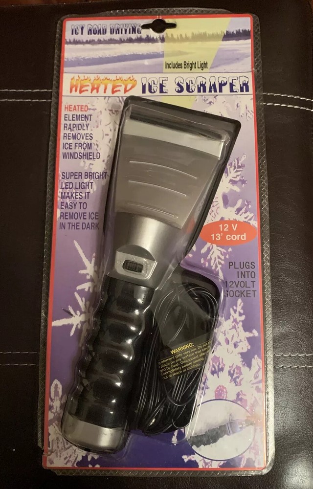 12 VOLT HEATED ICE SCAPER WITH LED LIGHT