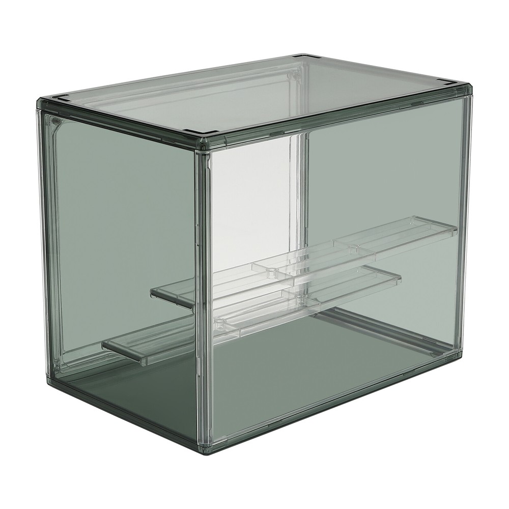 Display Case Bread Box for Kitchen Countertop 2 Tier PET Display Shelf Green