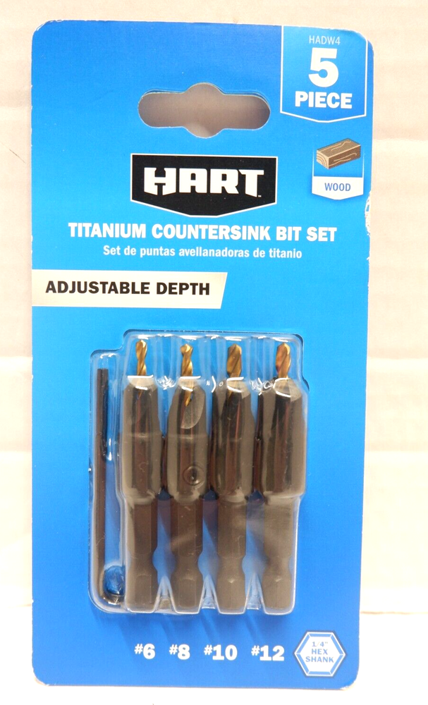 HART 5-Piece Assorted Titanium Countersink Bit Set
