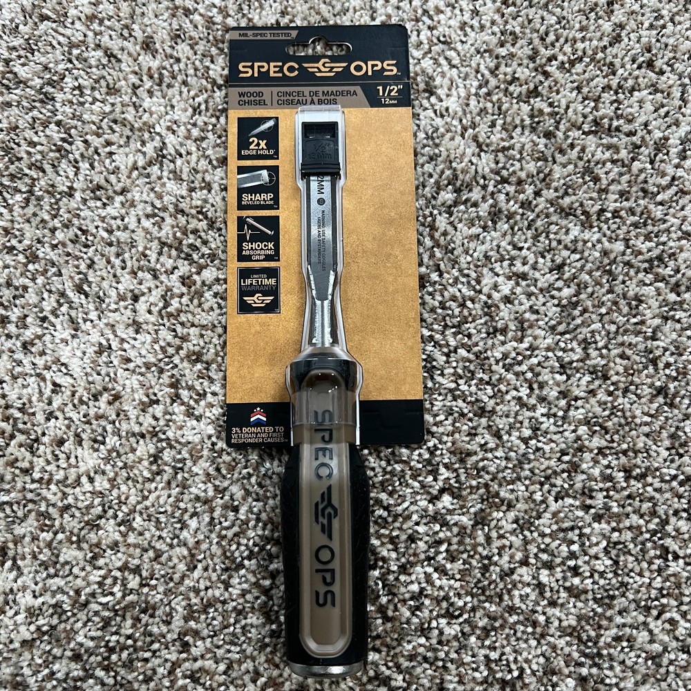 Spec Ops Tools Wood Chisel, 1/2" Blade High-Carbon Steel Shock-Absorption