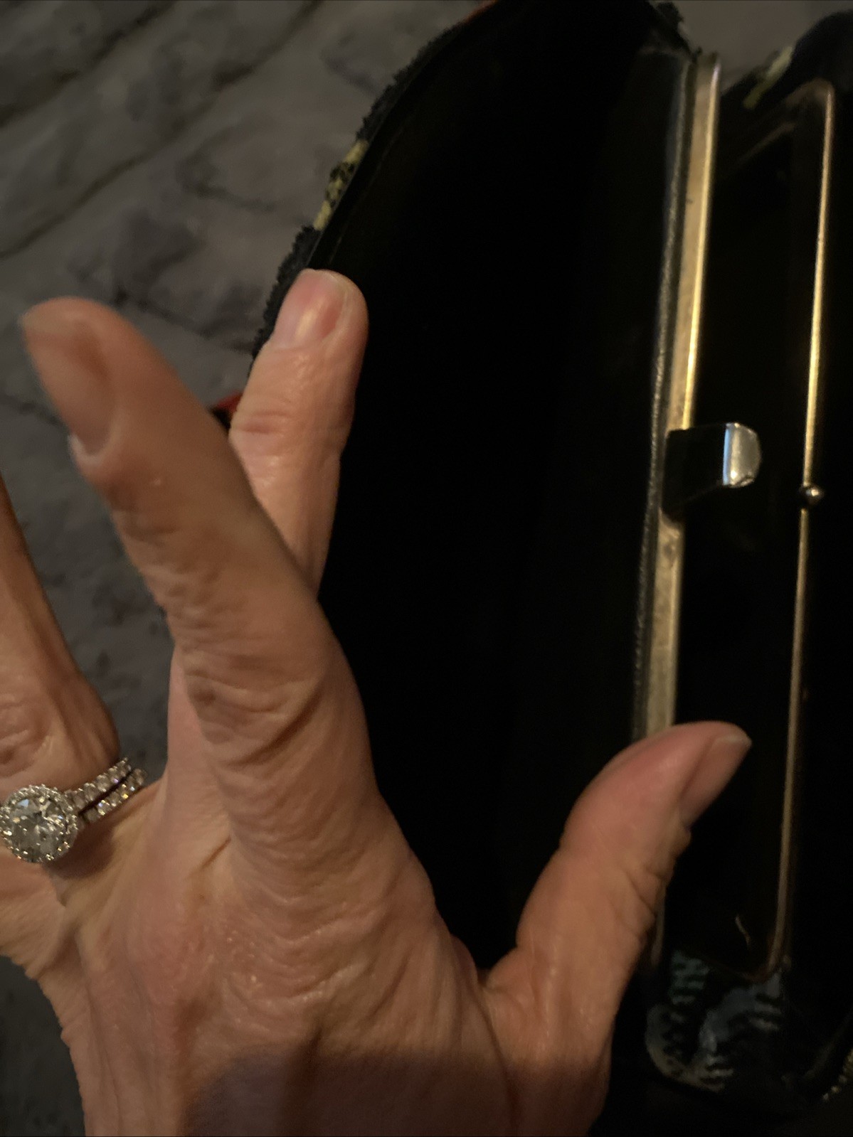 Vintage Carpet Bag Needlepoint Tapestry Satchel Floral Black