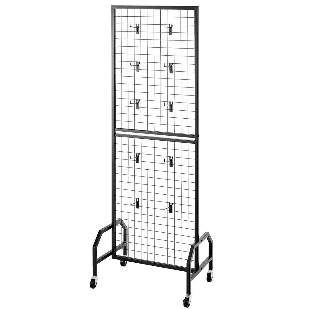 Grid Wall Panel, 1.9 x 5.4 ft Wire Grid Panels Display Rack, Movable Art Display
