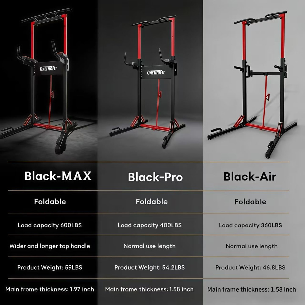 ONETWOFIT Foldable Power Tower Pull up Bar Station, Multi-Function Adjustable He