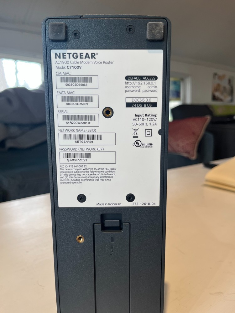Netgear AC1900 Cable Modem Voice Router MODEL C7100V
