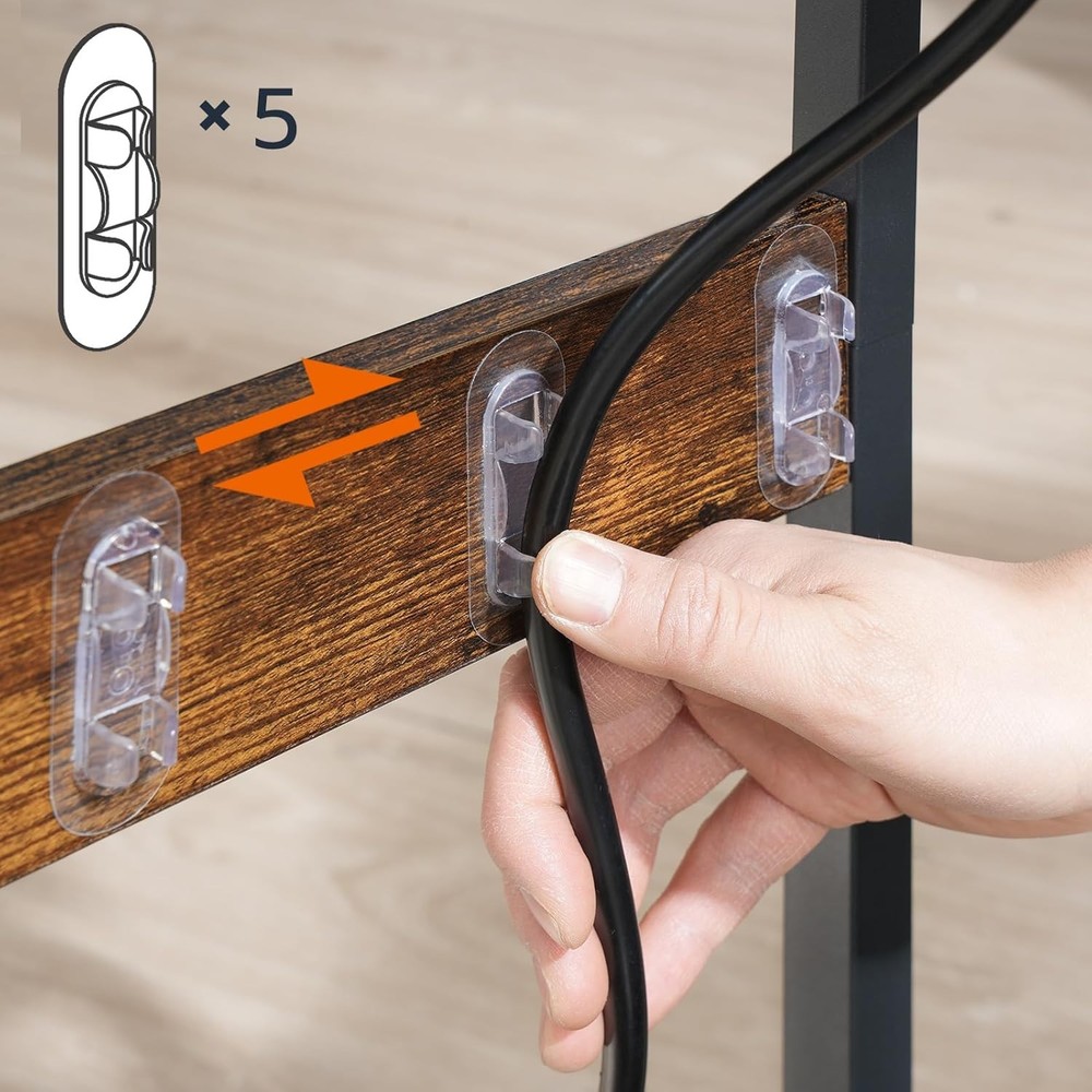 HOOBRO Computer Tower Stand, PC Stand with Charging Rustic Brown, Black