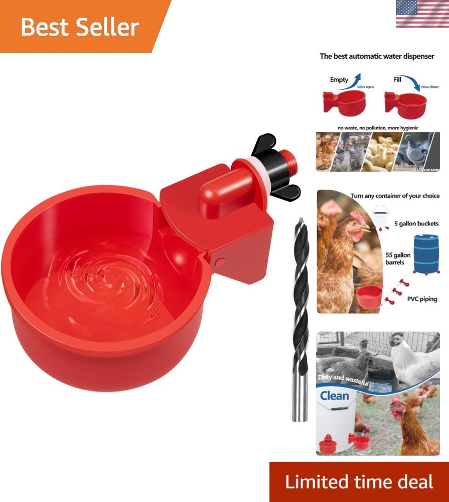 Effortless Automatic Gravity Chicken Waterer - 8 Durable Cups Included
