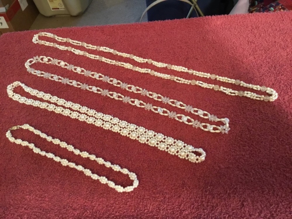 Homemade White Bead Necklaces