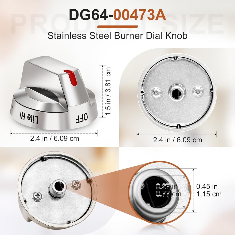 5 Pcs DG64-00473A Oven Knobs For Samsung "Original OEM" Range Stove Burner Knob