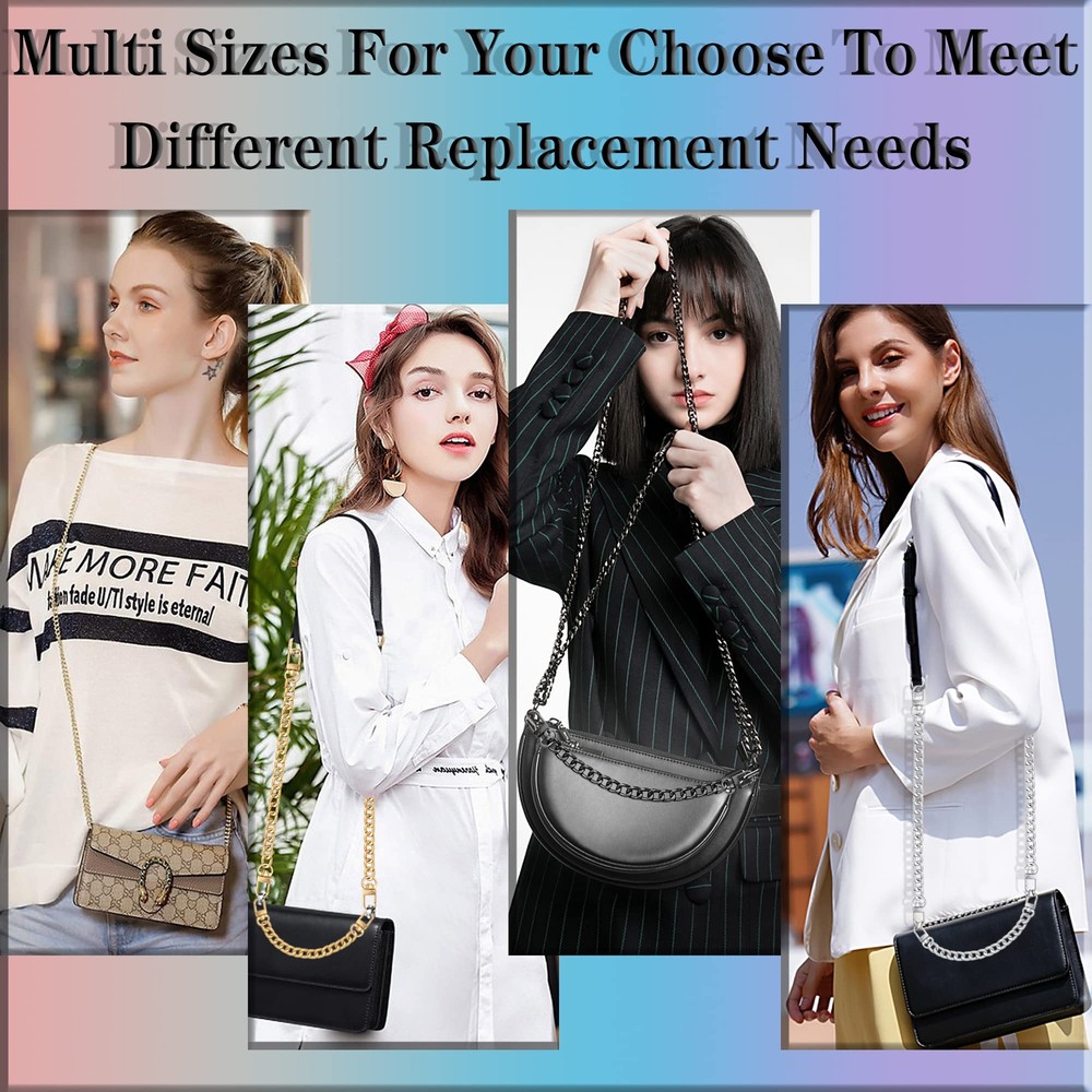 1 Pack Flat Purse Chain Iron Bag Link Chains Shoulder Straps Chains with Meta...