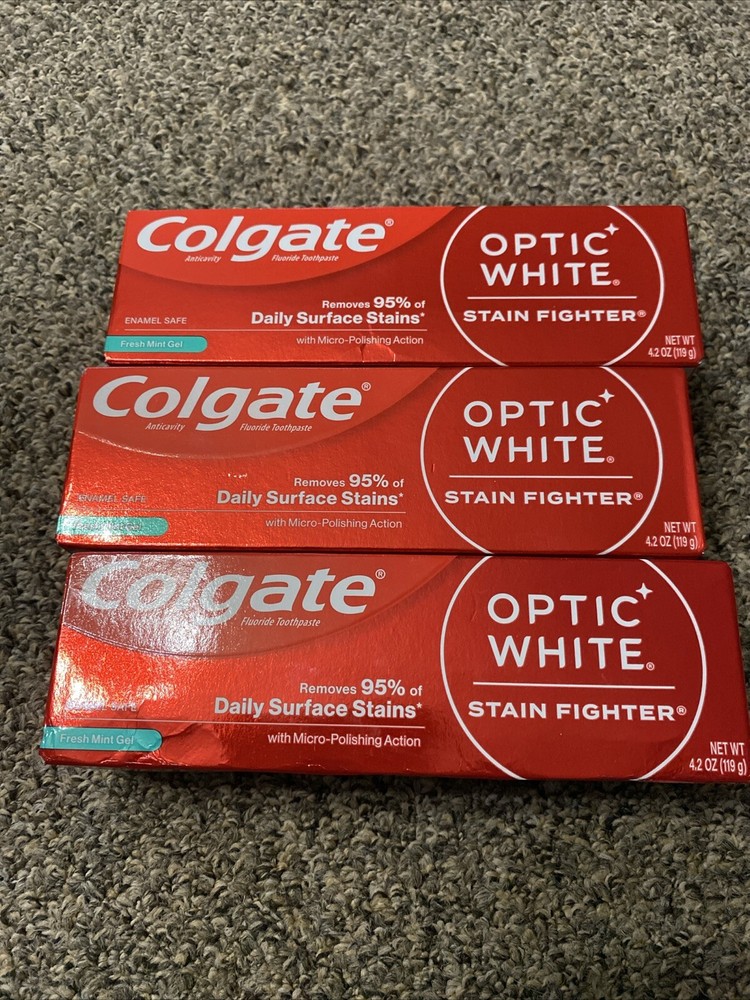 Colgate Optic White Toothpaste-4.2oz-(3Packs)2 Clean Mint Paste-1 Fresh Mint Gel