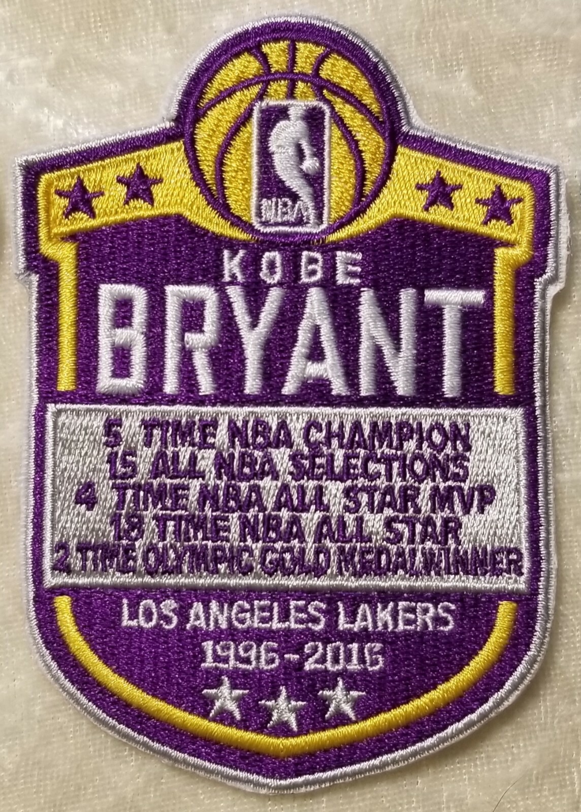 Kobe Bryant Commemorative 4" LA Lakers Iron On Embroidered Patch~ Free Tracking!