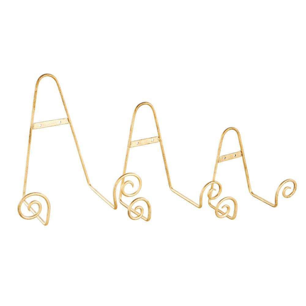 Gold Metal Tabletop and Hanging Wall Rack Display Scroll Easel (3-Pack)